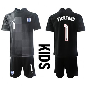 Anglie Jordan Pickford #1 Brankářské Dětské Domácí dres komplet MS 2022 Krátký Rukáv (+ trenýrky)